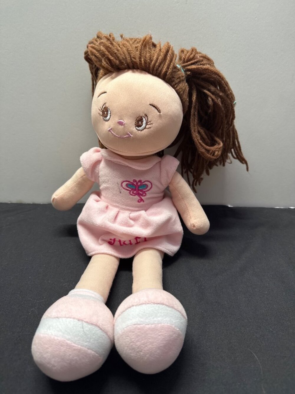 Dibsies Soft Plush Doll With Embroidered Butterfly & "Auri" Text 16" Tall Brown